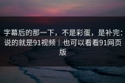 字幕后的那一下，不是彩蛋，是补完：说的就是91视频｜也可以看看91网页版