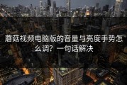蘑菇视频电脑版的音量与亮度手势怎么调？一句话解决
