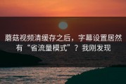 蘑菇视频清缓存之后，字幕设置居然有“省流量模式”？我刚发现
