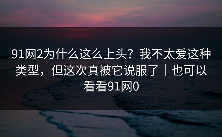 91网2为什么这么上头？我不太爱这种类型，但这次真被它说服了｜也可以看看91网0