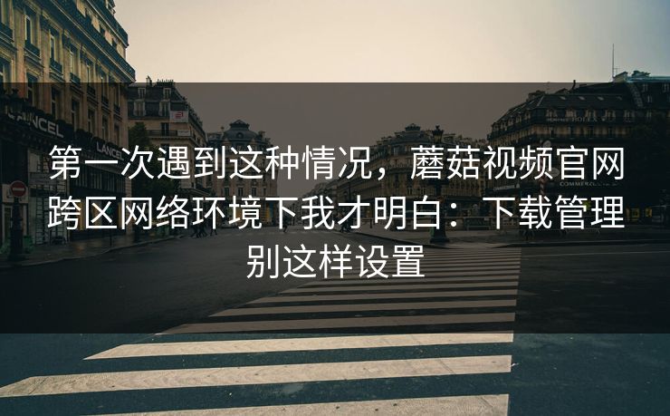 第一次遇到这种情况，蘑菇视频官网跨区网络环境下我才明白：下载管理别这样设置