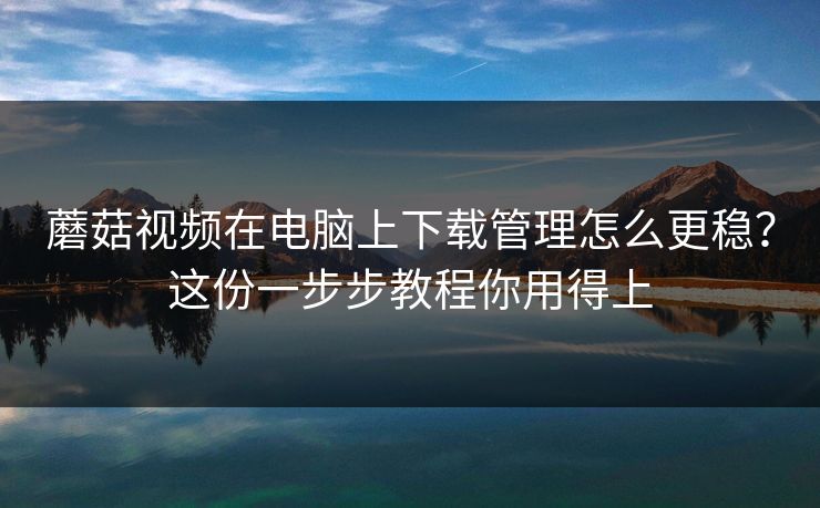蘑菇视频在电脑上下载管理怎么更稳？这份一步步教程你用得上