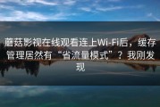 蘑菇影视在线观看连上Wi‑Fi后，缓存管理居然有“省流量模式”？我刚发现