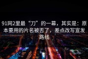 91网2里最“刀”的一幕，其实是：原本要用的片名被否了，差点改写宣发路线