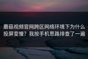 蘑菇视频官网跨区网络环境下为什么投屏变慢？我按手机思路排查了一遍
