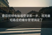 蘑菇视频电脑版登录那一步，我用最短路径把缓存管理搞定了