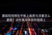 蘑菇短视频在平板上画质与流量怎么更稳？这份真实体验你用得上