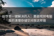给想要一键解决的人：蘑菇视频电脑版的清理存储空间我这样做