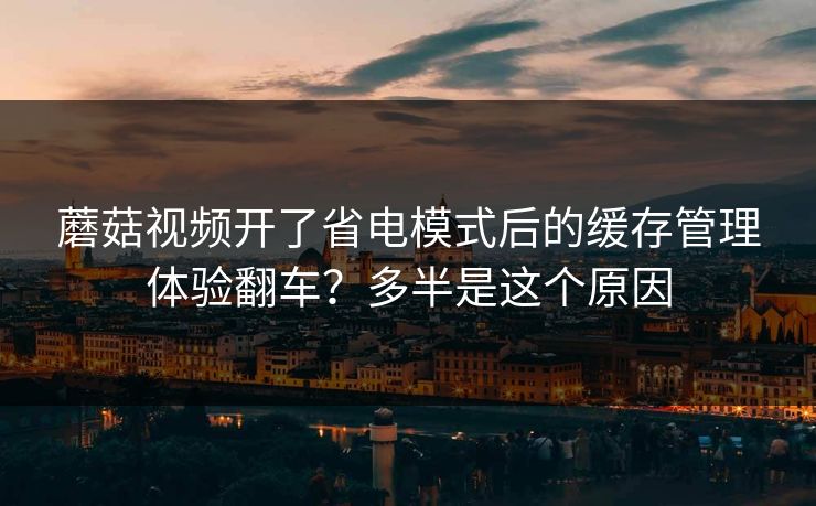 蘑菇视频开了省电模式后的缓存管理体验翻车？多半是这个原因