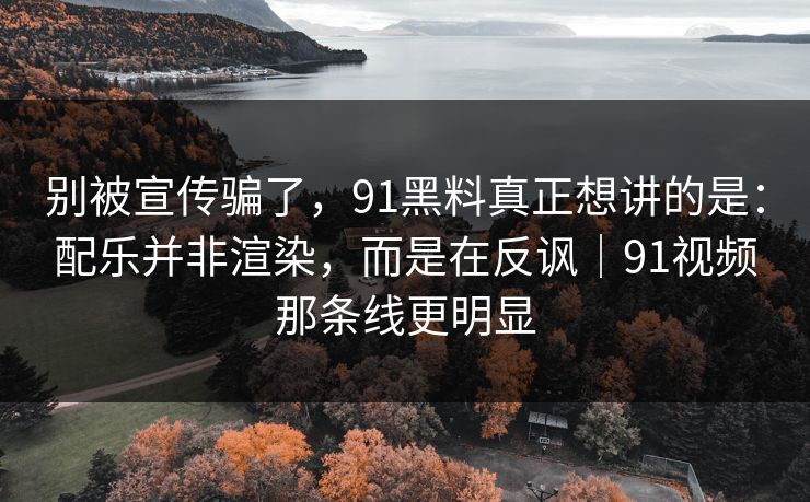 别被宣传骗了，91黑料真正想讲的是：配乐并非渲染，而是在反讽｜91视频那条线更明显