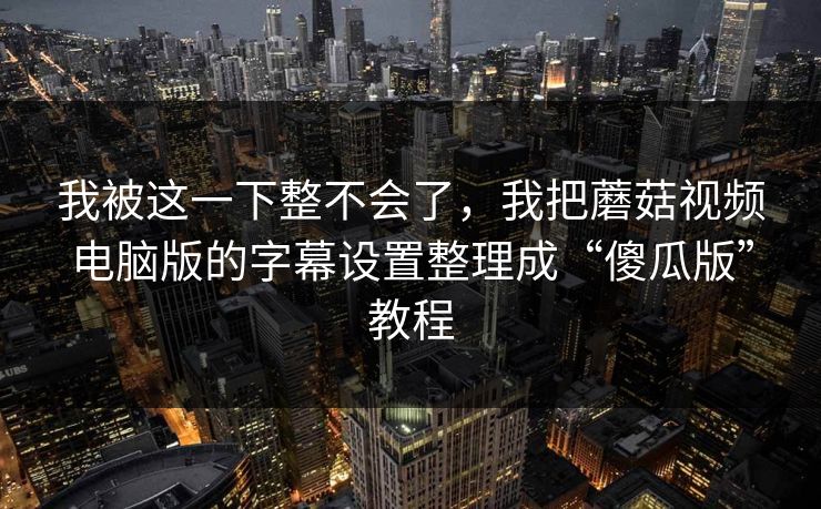 我被这一下整不会了，我把蘑菇视频电脑版的字幕设置整理成“傻瓜版”教程