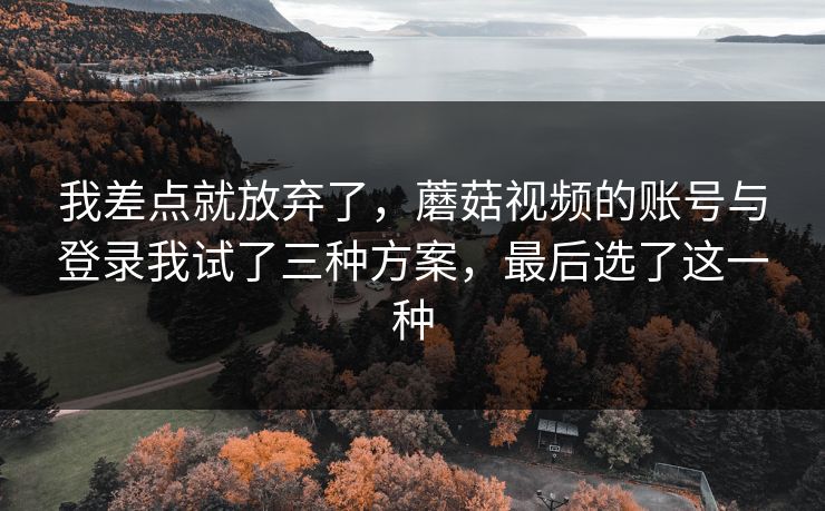我差点就放弃了,蘑菇视频的账号与登录我试了三种方案,最后选了这一种 我差点就放弃了,蘑菇视频的账号与登录我试了三种方案,最后选了这一种