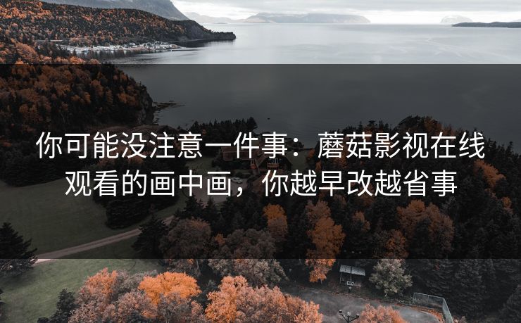 你可能没注意一件事：蘑菇影视在线观看的画中画，你越早改越省事